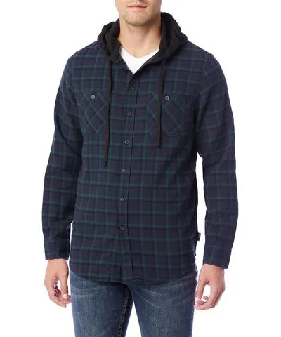 Black Switchback Flannel Men's Hoodies by UNIONBAY