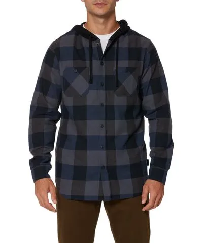 True Navy Plaid Flannel Men's Hoodies by UNIONBAY