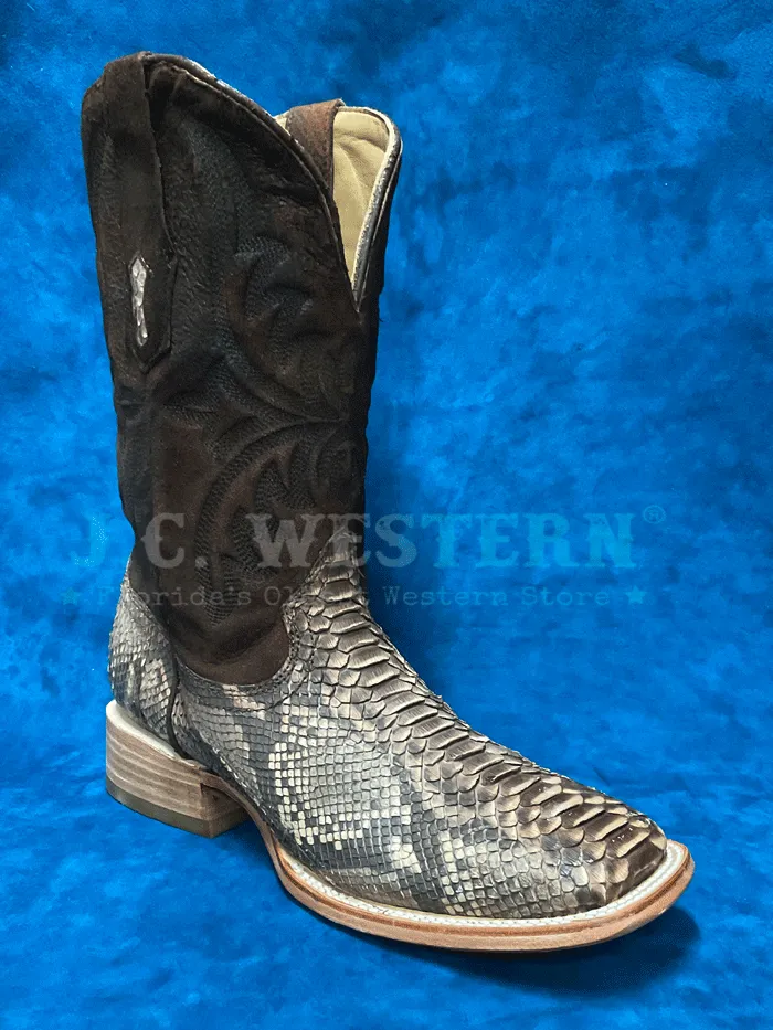 A4499 Men's Python and Lamb Embroidery Square Toe Western Boot Brown - Corral