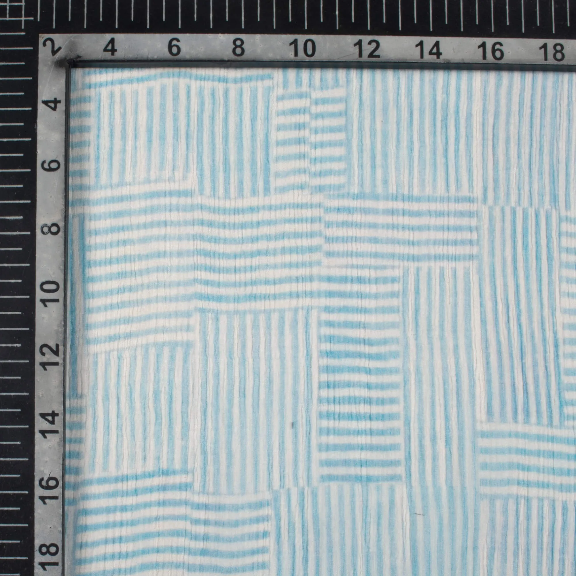 Abstract Blue and White Print Chiffon Fabric