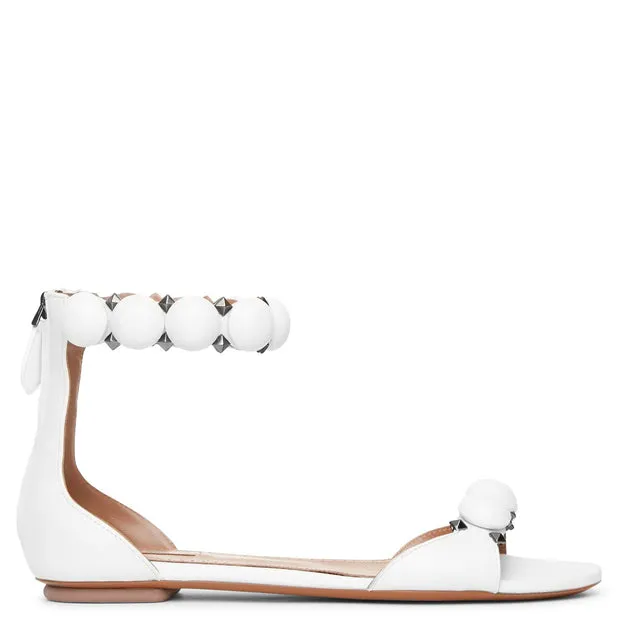 Alaïa White Calf Leather Flat Sandals