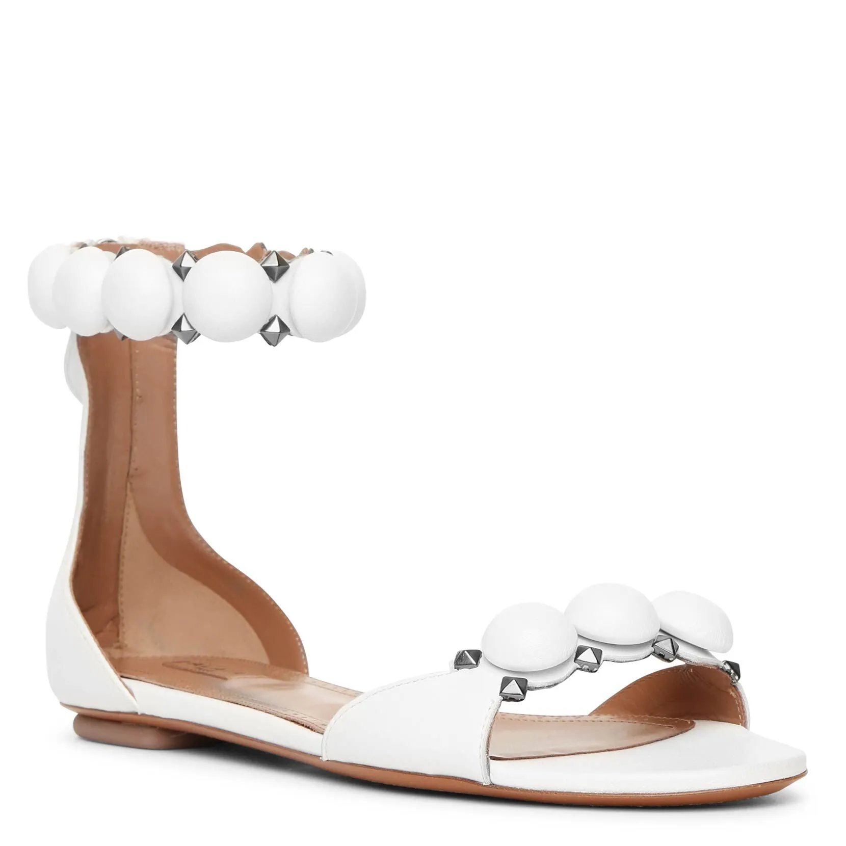 Alaïa White Calf Leather Flat Sandals