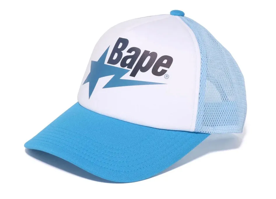 BAPE STA MESH CAP BLUE can be rewritten for better search engine optimization as Blue BAPE STA Mesh Cap.