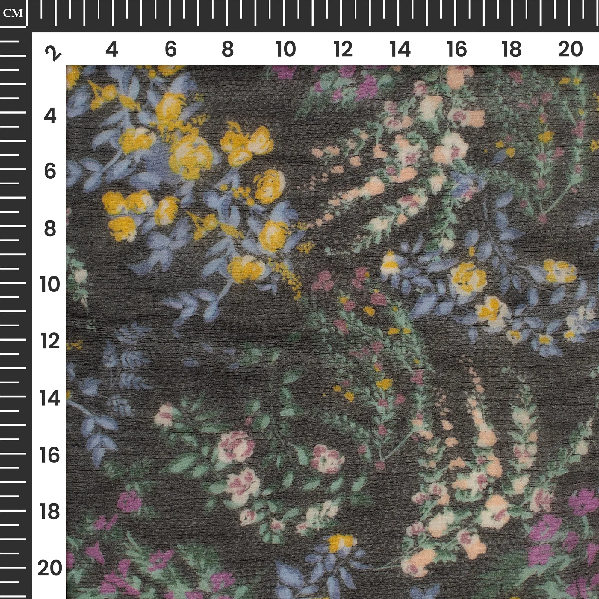 Beautiful Botanical Flower Print Bemberg Chiffon Fabric