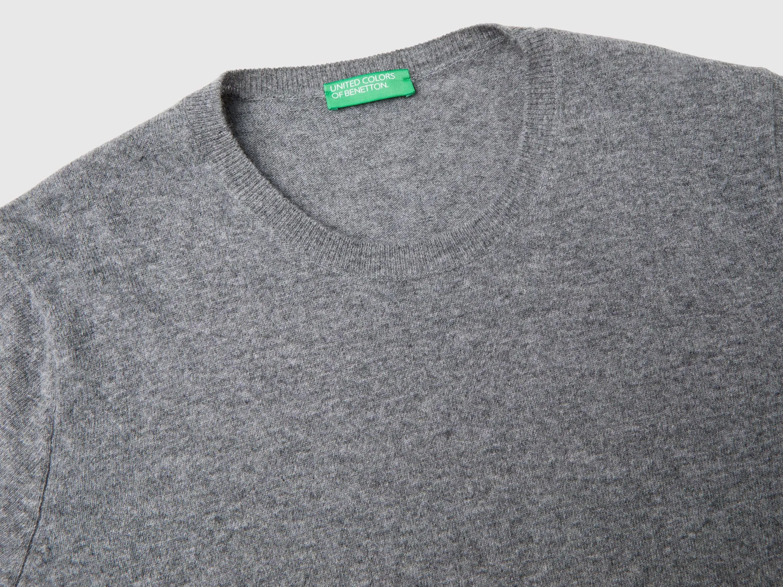 Benetton Gray Merino Wool Sweater - Relaxed Fit