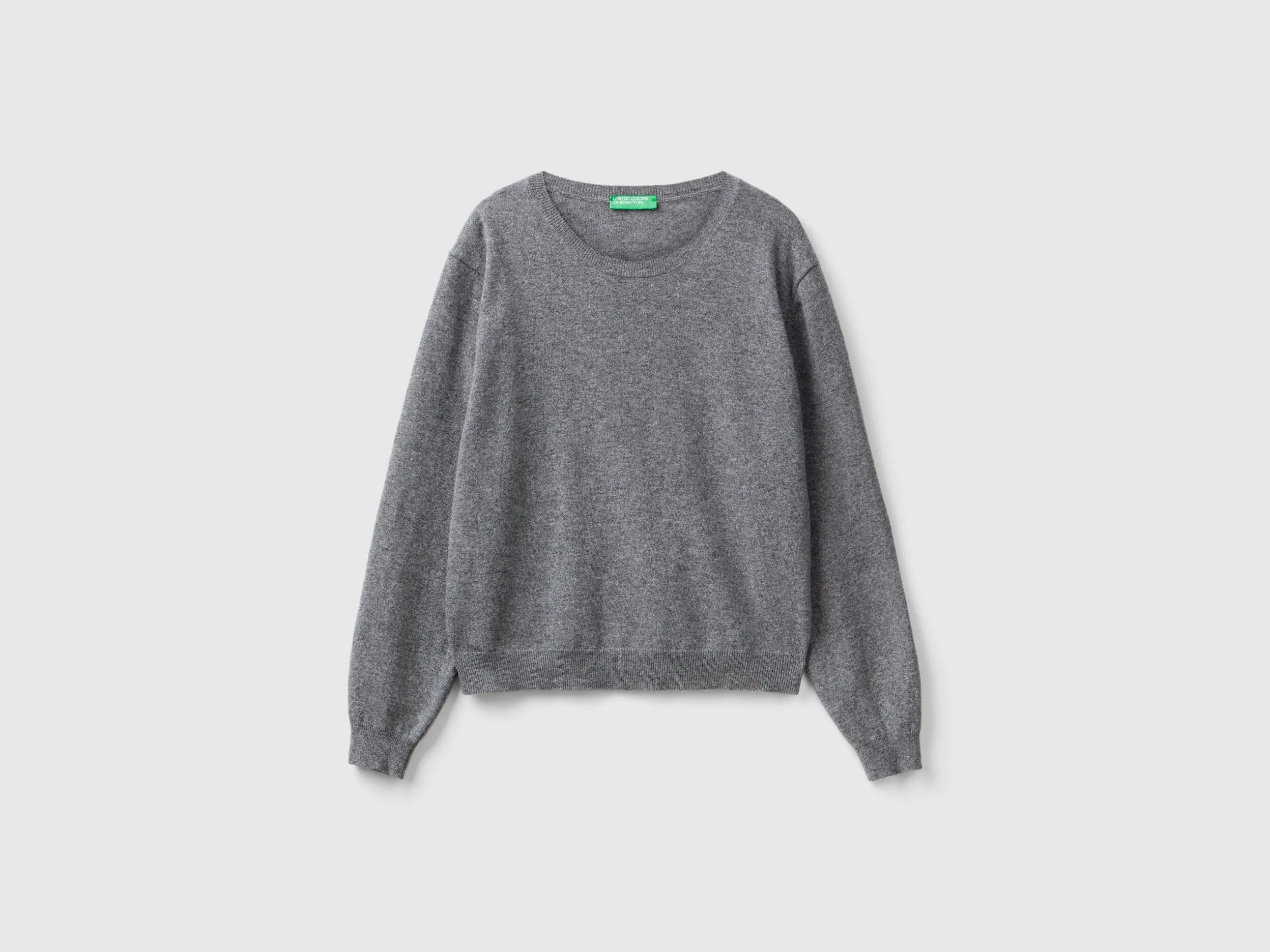 Benetton Gray Merino Wool Sweater - Relaxed Fit