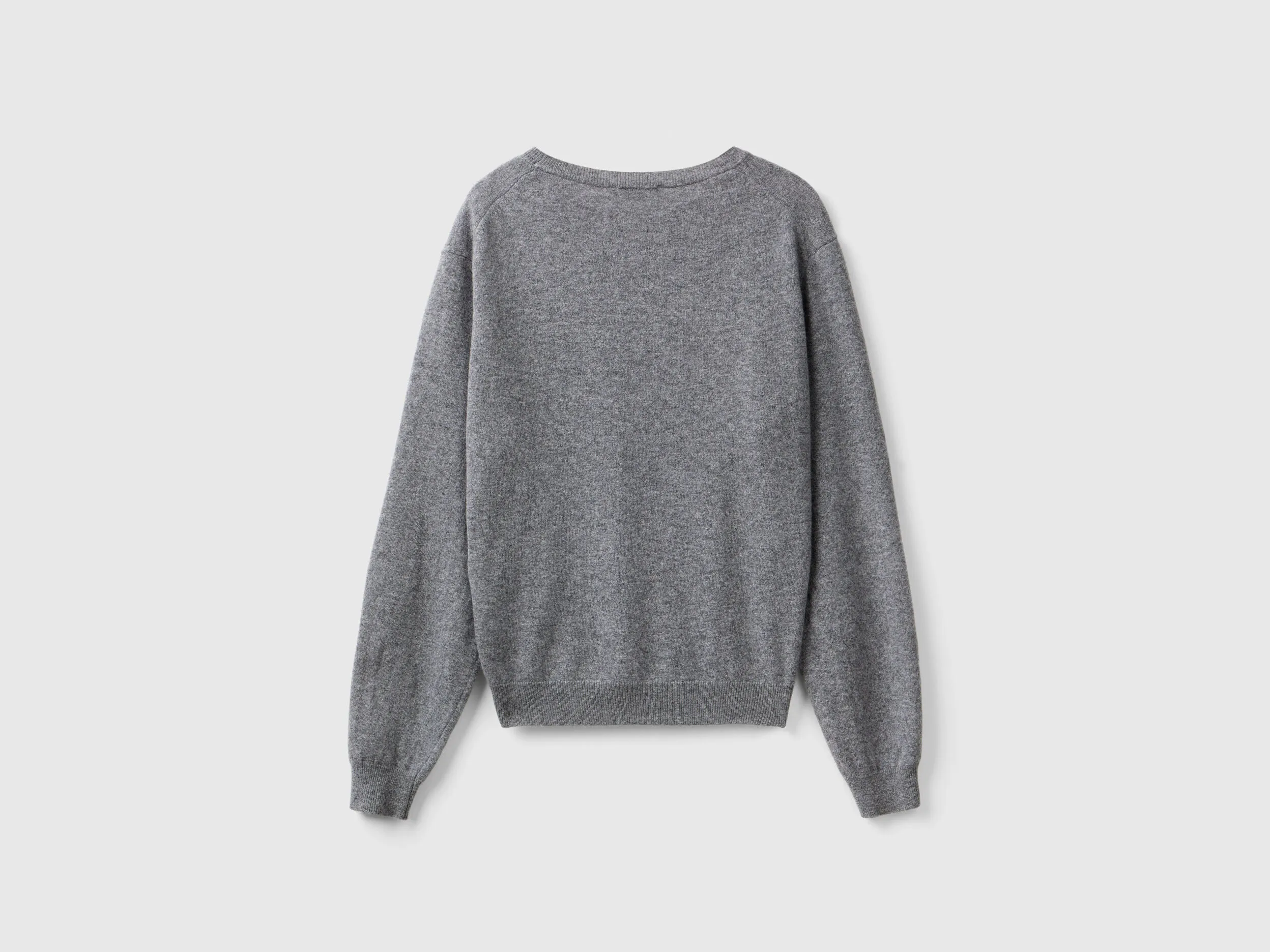 Benetton Gray Merino Wool Sweater - Relaxed Fit