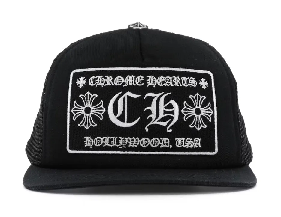 Black CHROME HEARTS Hollywood Trucker Hat