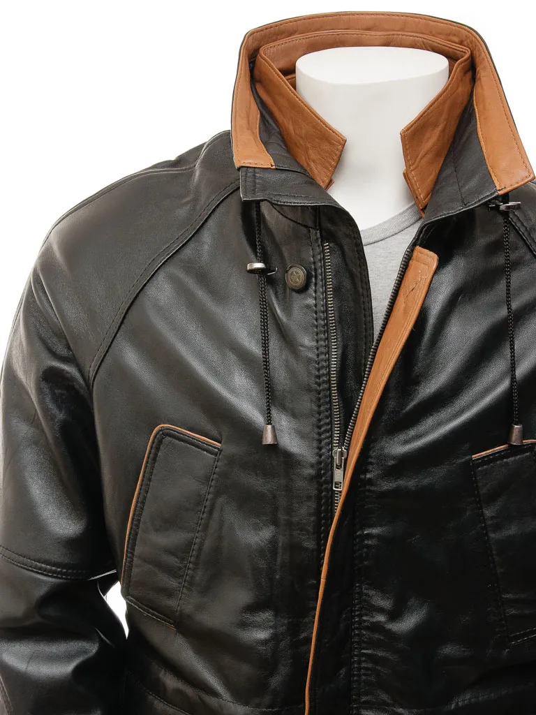 Black Men's Leather Coat by Brealeys.