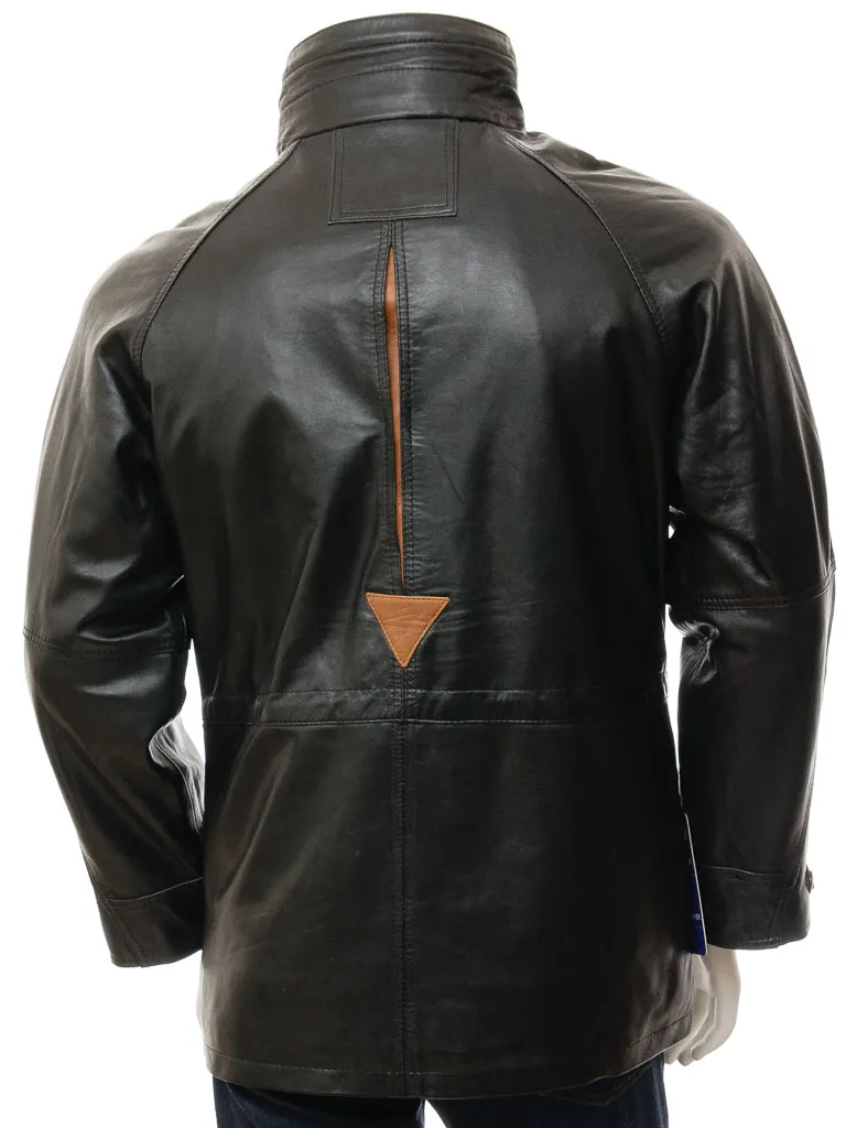 Black Men's Leather Coat by Brealeys.