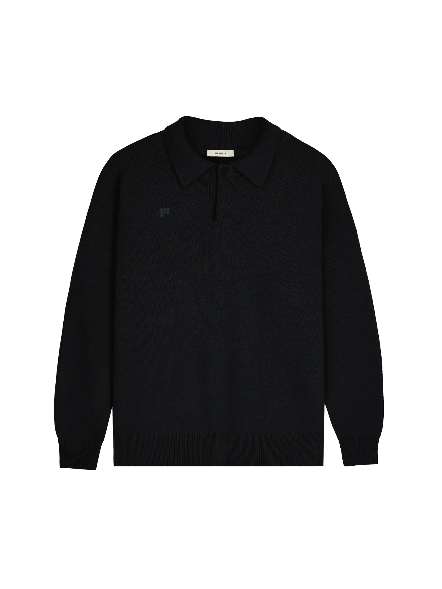 Black Recycled Cashmere Polo Sweater