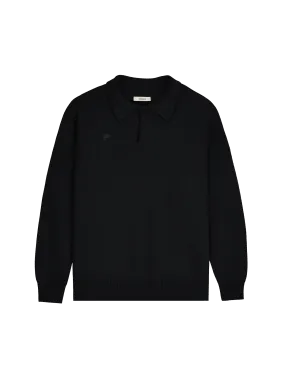 Black Recycled Cashmere Polo Sweater