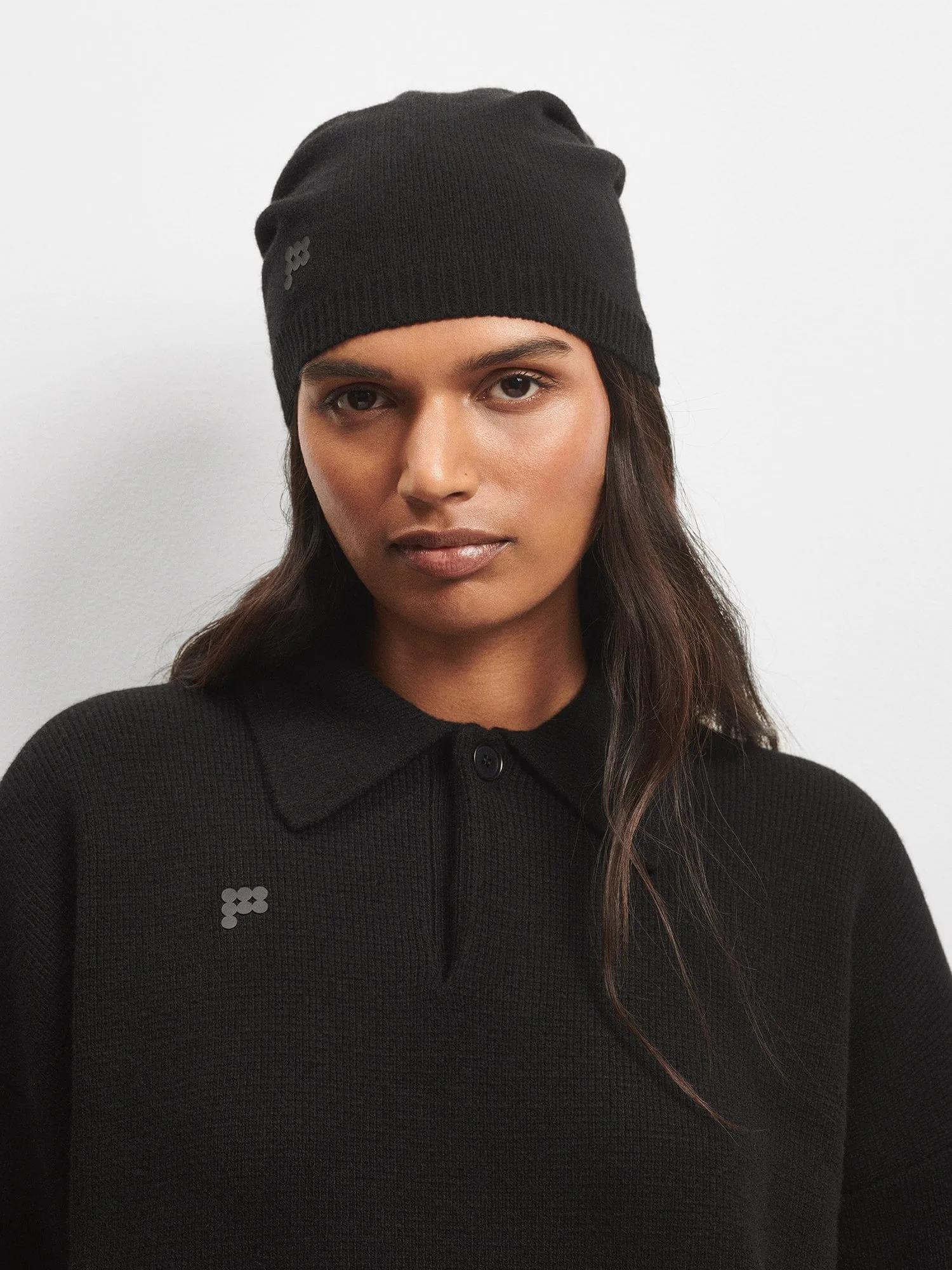 Black Recycled Cashmere Polo Sweater