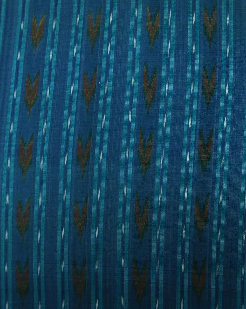 Blue White Abstract Cotton Ikat Fabric