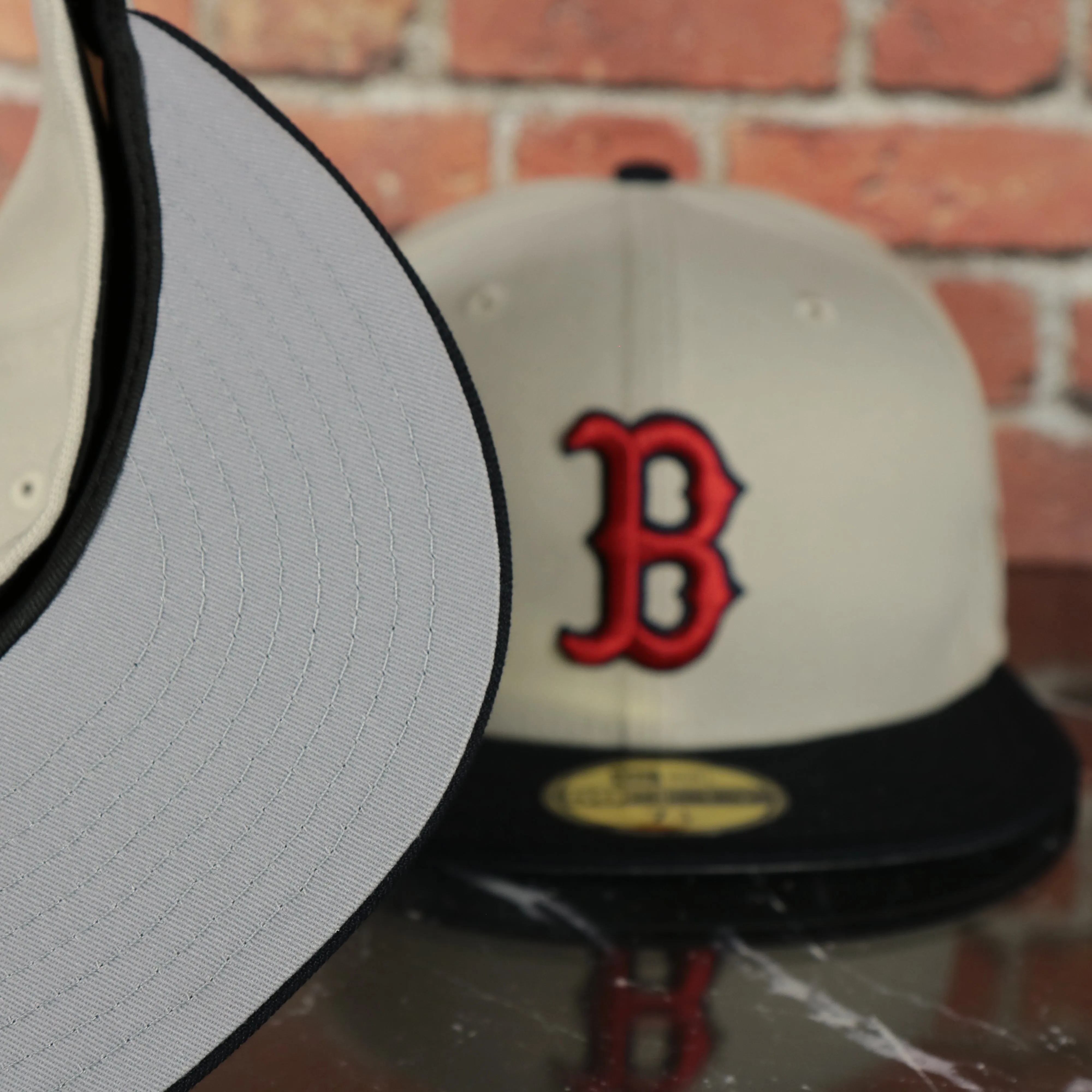 Boston Red Sox 9-Time World Series Champions Fitted Cap - Sand/Navy