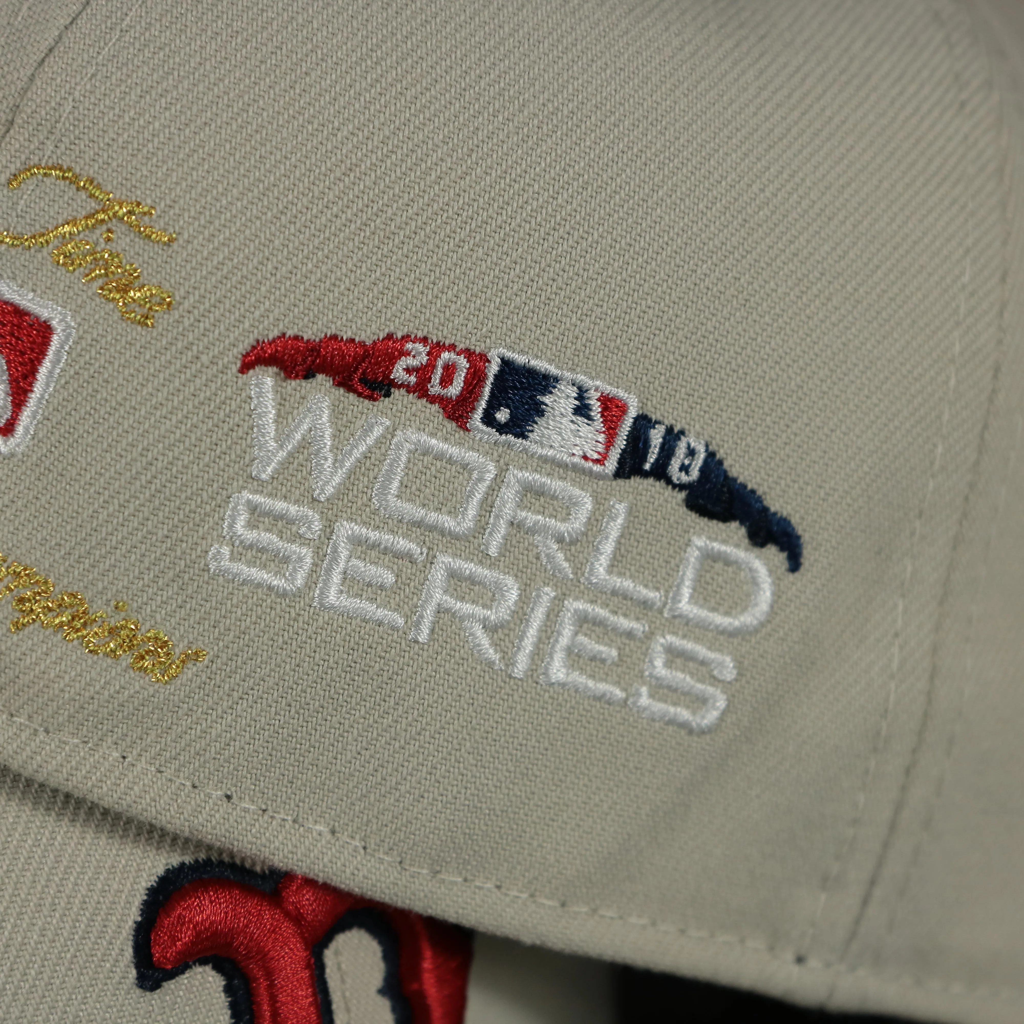 Boston Red Sox 9-Time World Series Champions Fitted Cap - Sand/Navy