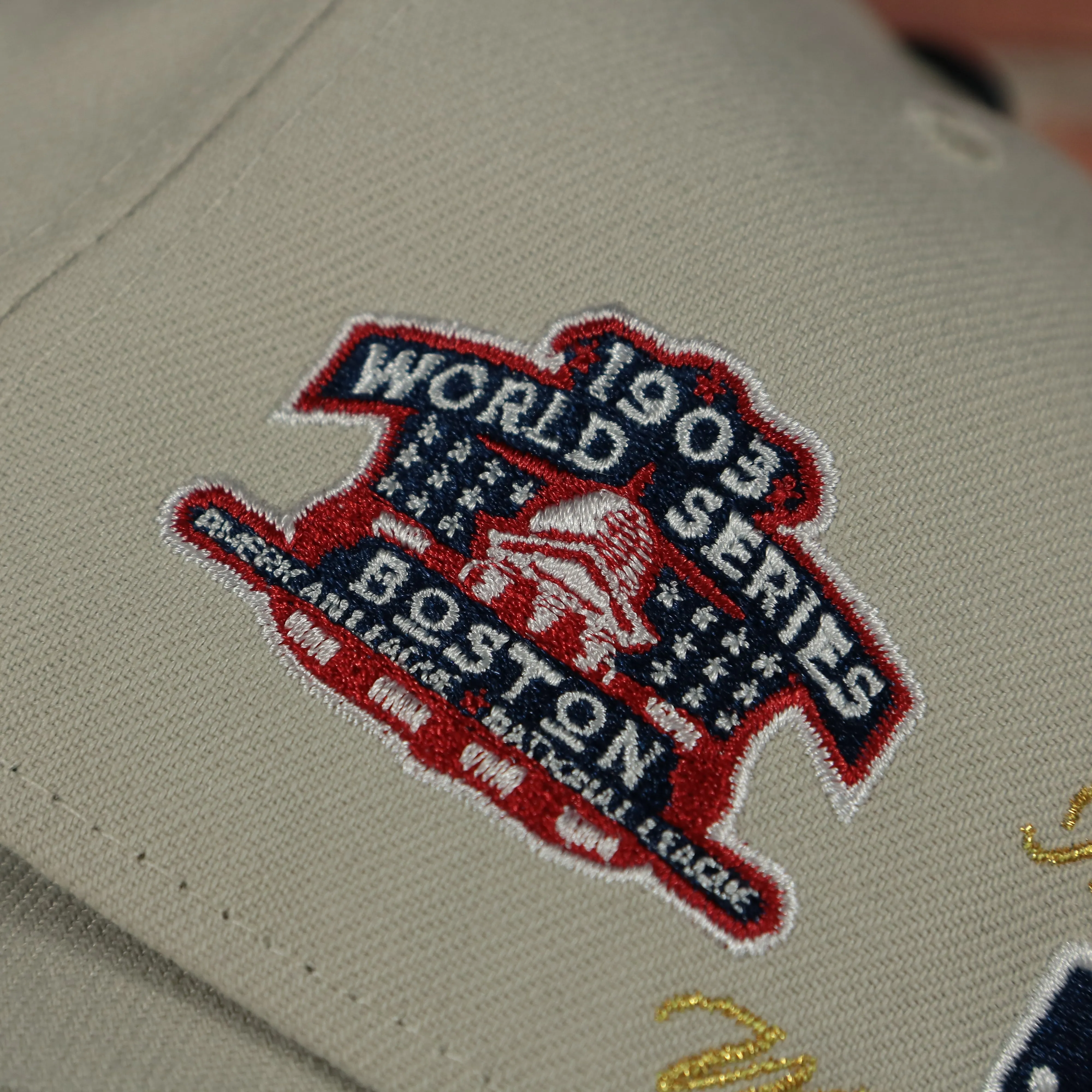 Boston Red Sox 9-Time World Series Champions Fitted Cap - Sand/Navy