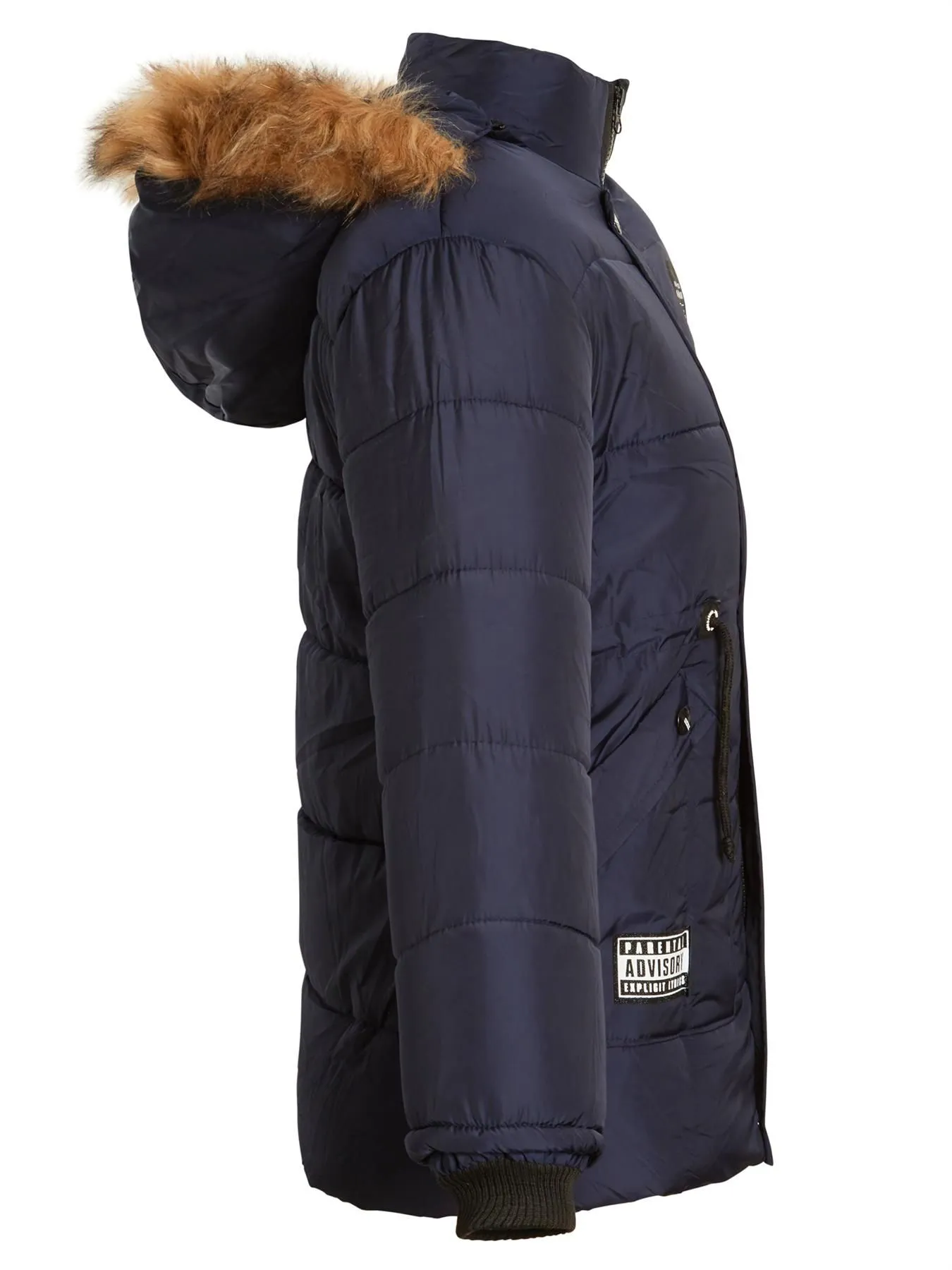 Boys Faux Fur Padded Coat in Black, Navy, Khaki, and Grey, Ages 3 to 14 Years