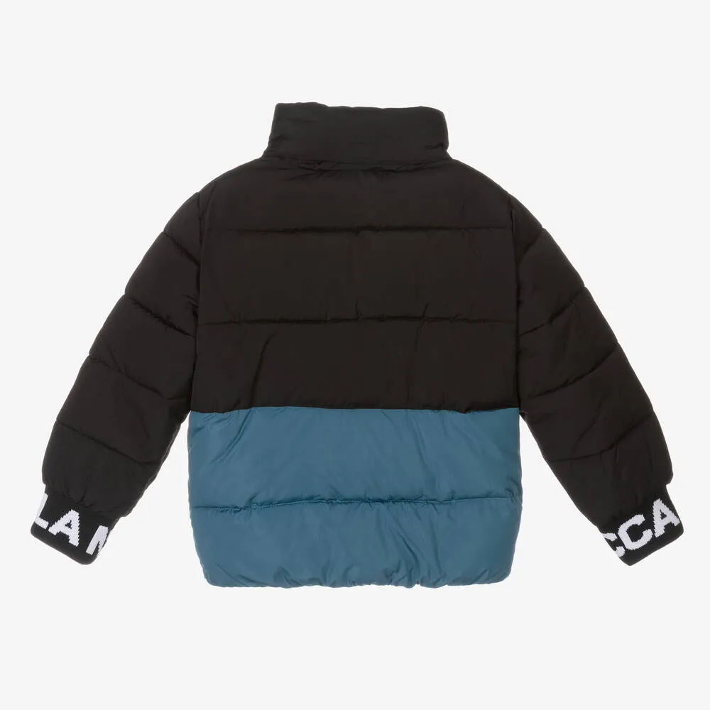 Boys Puffer Jacket in Black and Blue