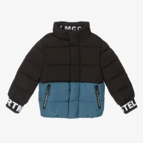 Boys Puffer Jacket in Black and Blue