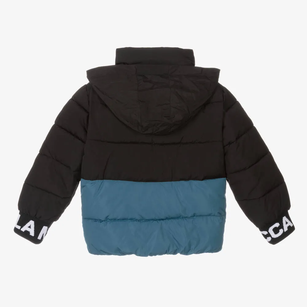 Boys Puffer Jacket in Black and Blue