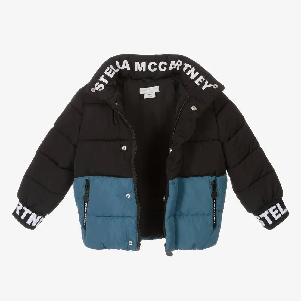 Boys Puffer Jacket in Black and Blue