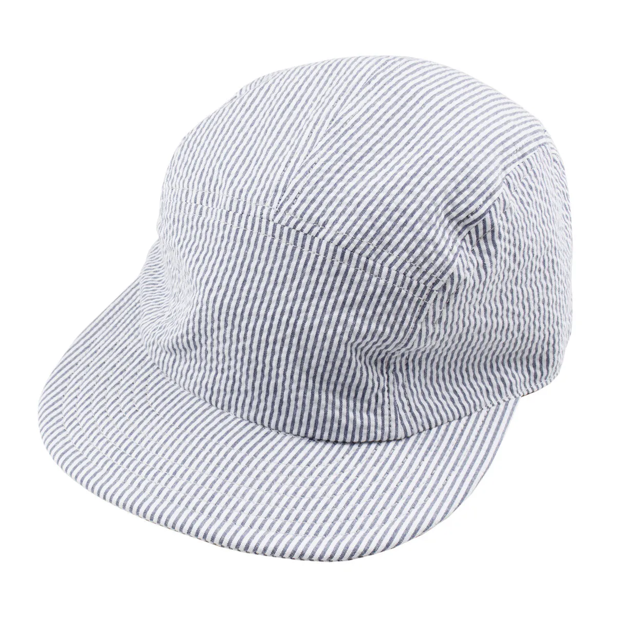 Cableami Navy Stripe Seersucker Jet Cap