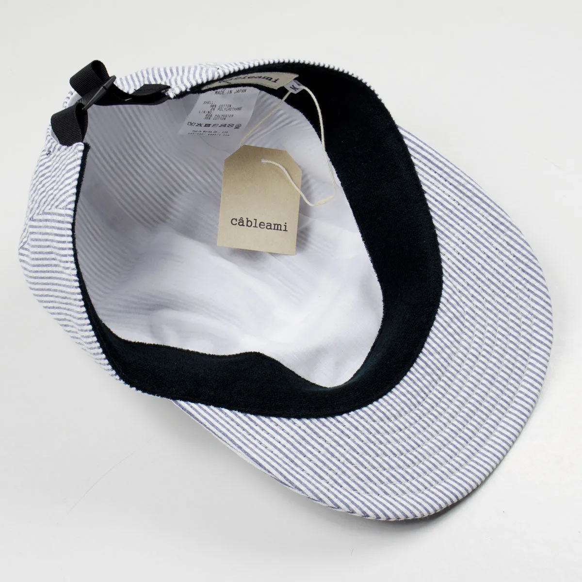 Cableami Navy Stripe Seersucker Jet Cap