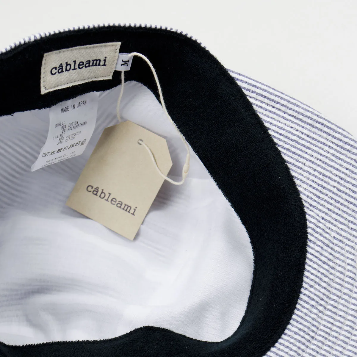 Cableami Navy Stripe Seersucker Jet Cap