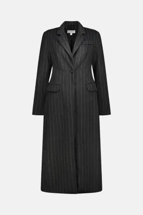 Caitlin Crisp Charcoal Stripe Coat - Vice Style