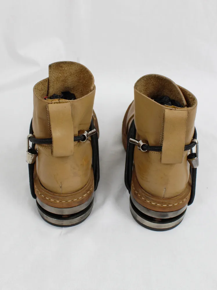 Camel Mountaineering Boots with Metal Heel and Black Elastics - Size 38 - Fall 1996, Dirk Bikkembergs