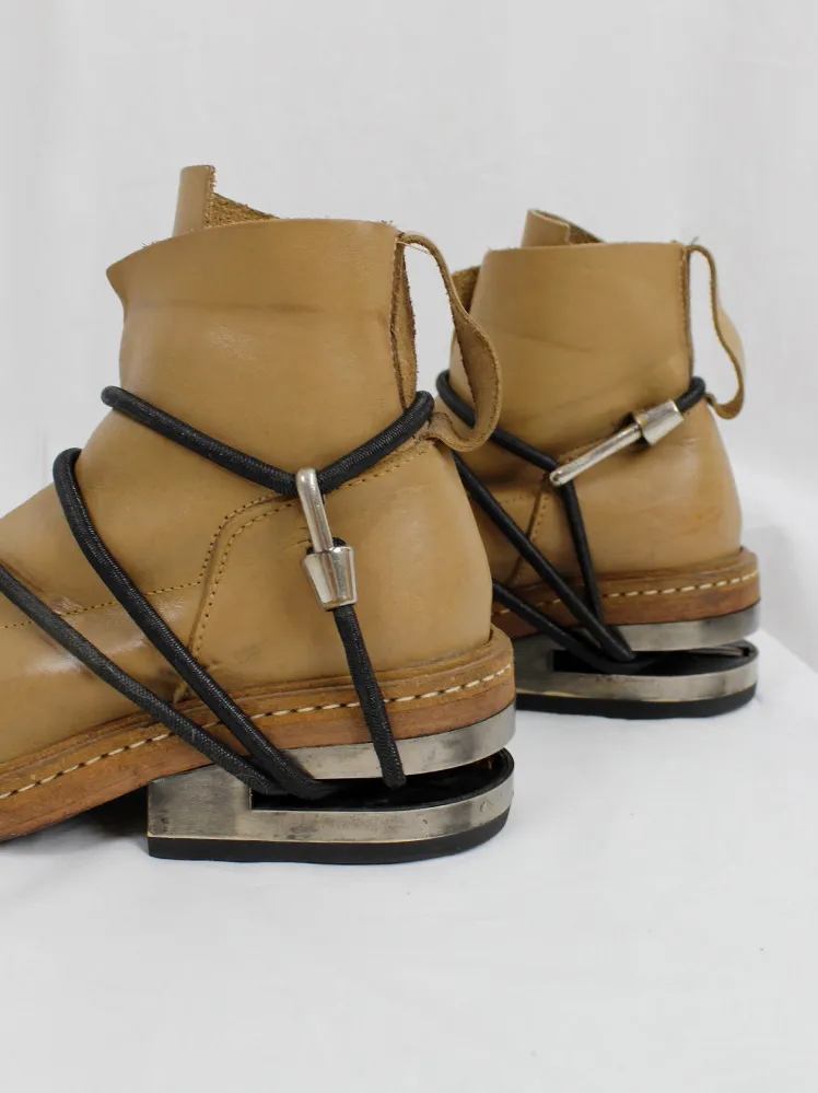 Camel Mountaineering Boots with Metal Heel and Black Elastics - Size 38 - Fall 1996, Dirk Bikkembergs