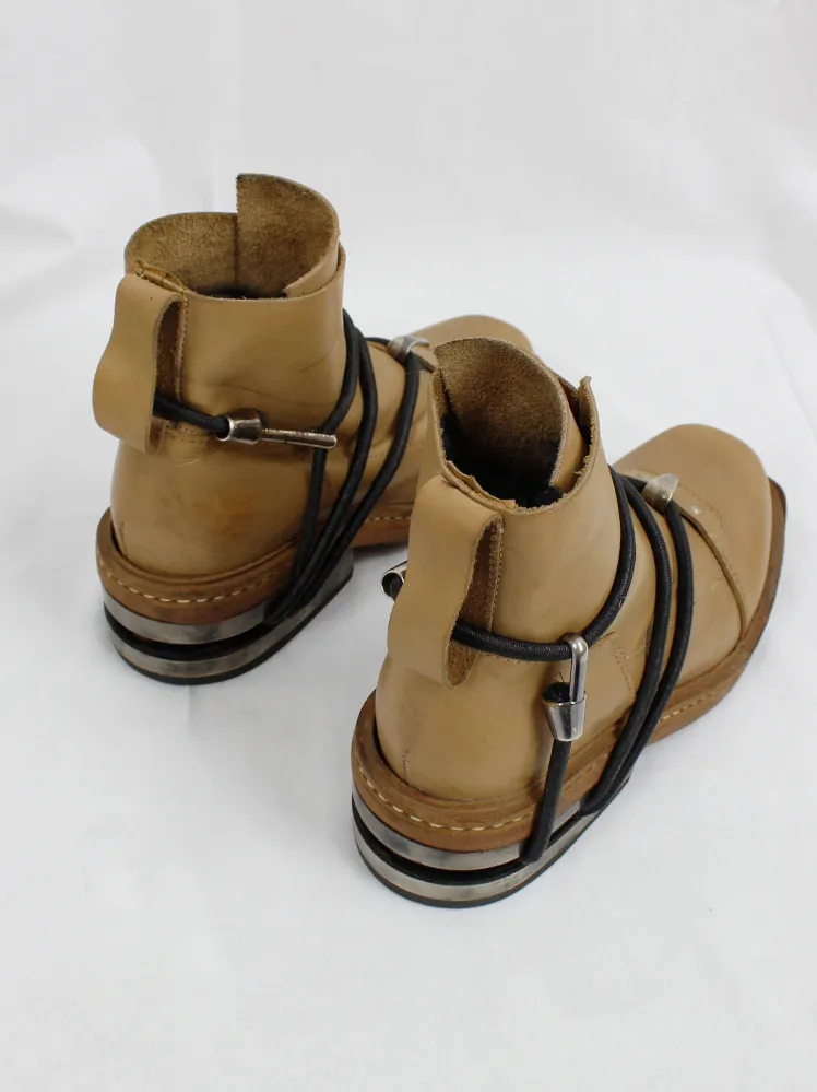 Camel Mountaineering Boots with Metal Heel and Black Elastics - Size 38 - Fall 1996, Dirk Bikkembergs