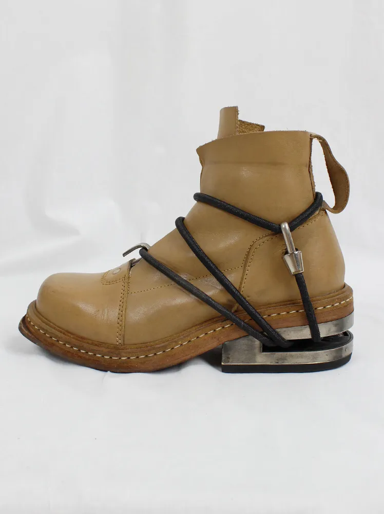 Camel Mountaineering Boots with Metal Heel and Black Elastics - Size 38 - Fall 1996, Dirk Bikkembergs