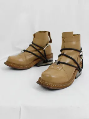 Camel Mountaineering Boots with Metal Heel and Black Elastics - Size 38 - Fall 1996, Dirk Bikkembergs