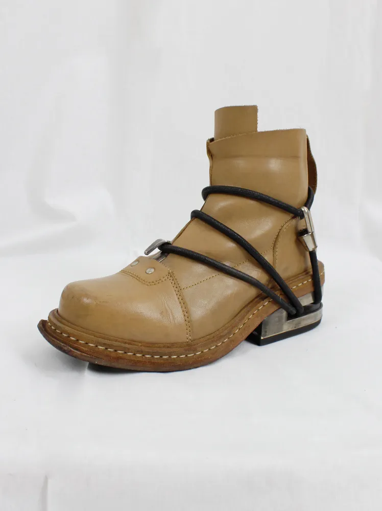 Camel Mountaineering Boots with Metal Heel and Black Elastics - Size 38 - Fall 1996, Dirk Bikkembergs