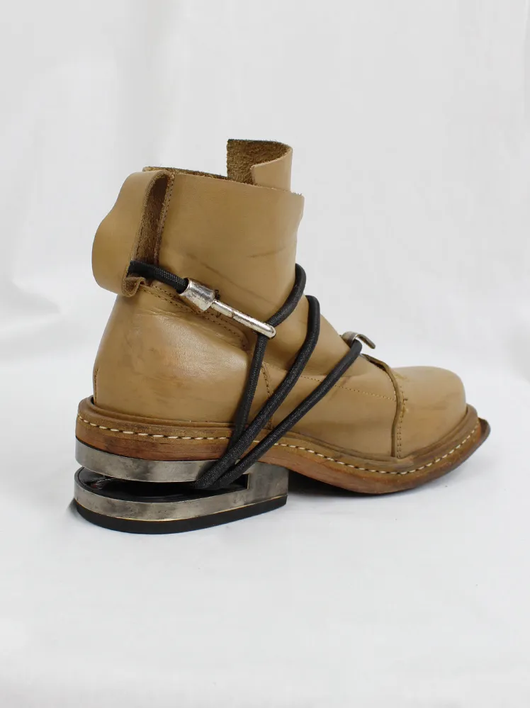 Camel Mountaineering Boots with Metal Heel and Black Elastics - Size 38 - Fall 1996, Dirk Bikkembergs