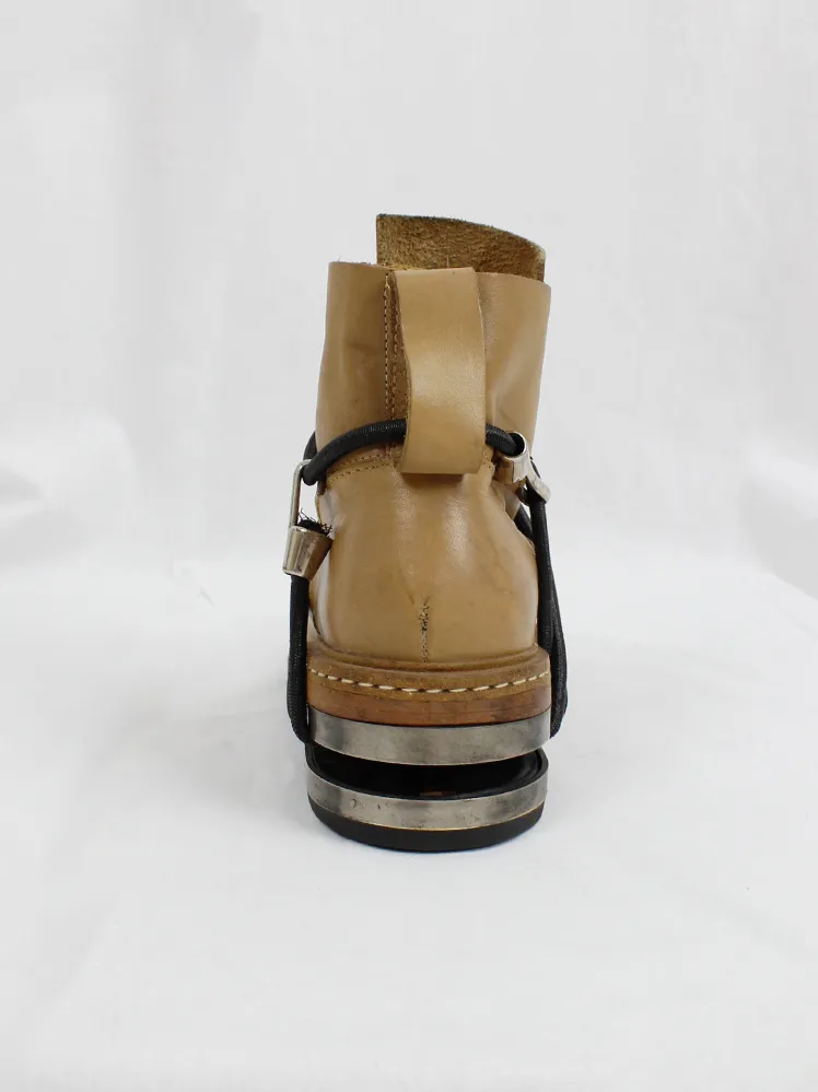 Camel Mountaineering Boots with Metal Heel and Black Elastics - Size 38 - Fall 1996, Dirk Bikkembergs