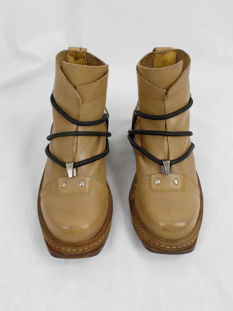 Camel Mountaineering Boots with Metal Heel and Black Elastics - Size 38 - Fall 1996, Dirk Bikkembergs