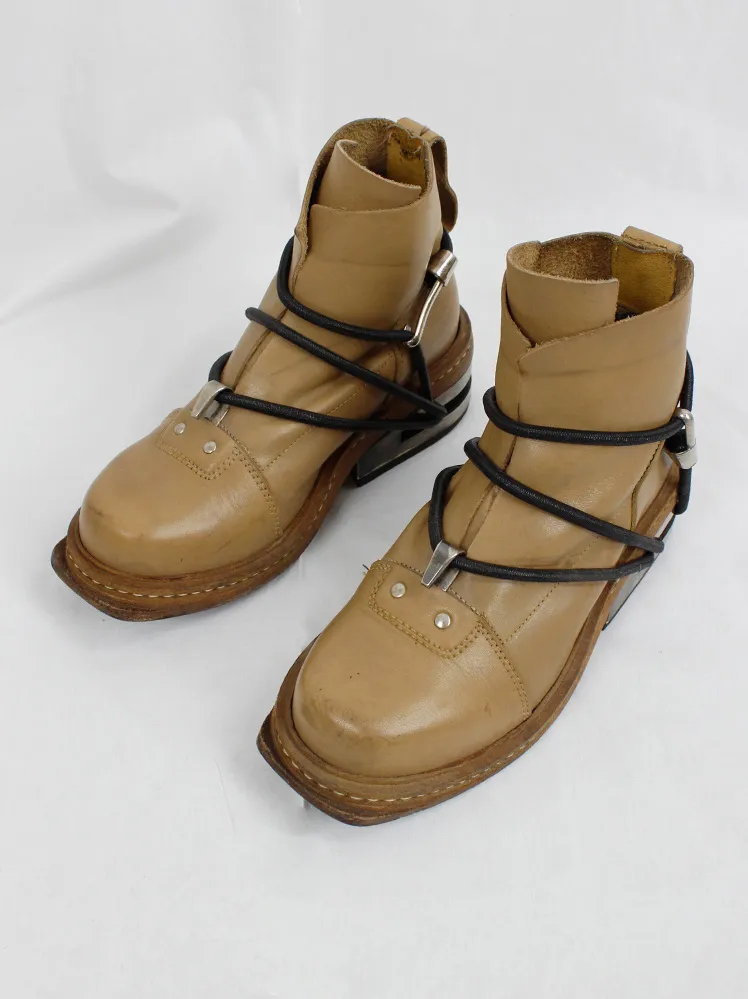 Camel Mountaineering Boots with Metal Heel and Black Elastics - Size 38 - Fall 1996, Dirk Bikkembergs