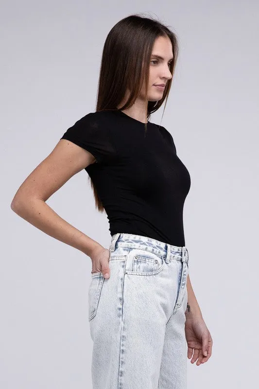 Cap Sleeve Bodysuit with Double Layers