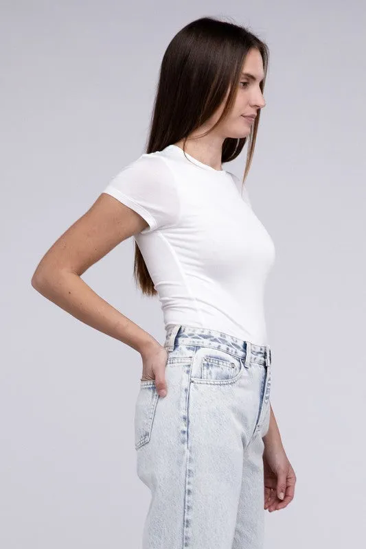 Cap Sleeve Bodysuit with Double Layers