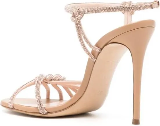 Casadei Minorca 110mm Crystal Embellished Sandals Neutrals