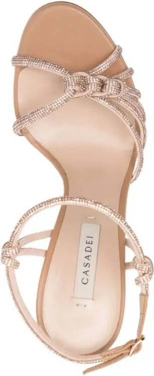 Casadei Minorca 110mm Crystal Embellished Sandals Neutrals