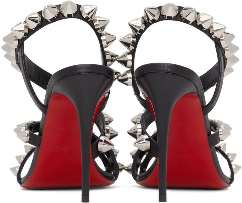 Christian Louboutin Black Spikita Strap 100 Heeled Sandals