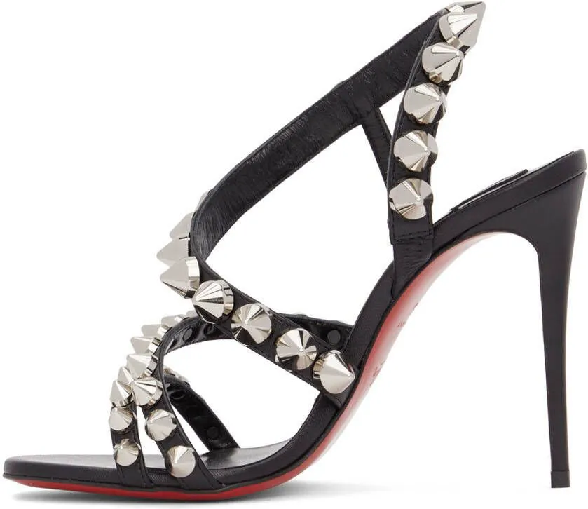 Christian Louboutin Black Spikita Strap 100 Heeled Sandals