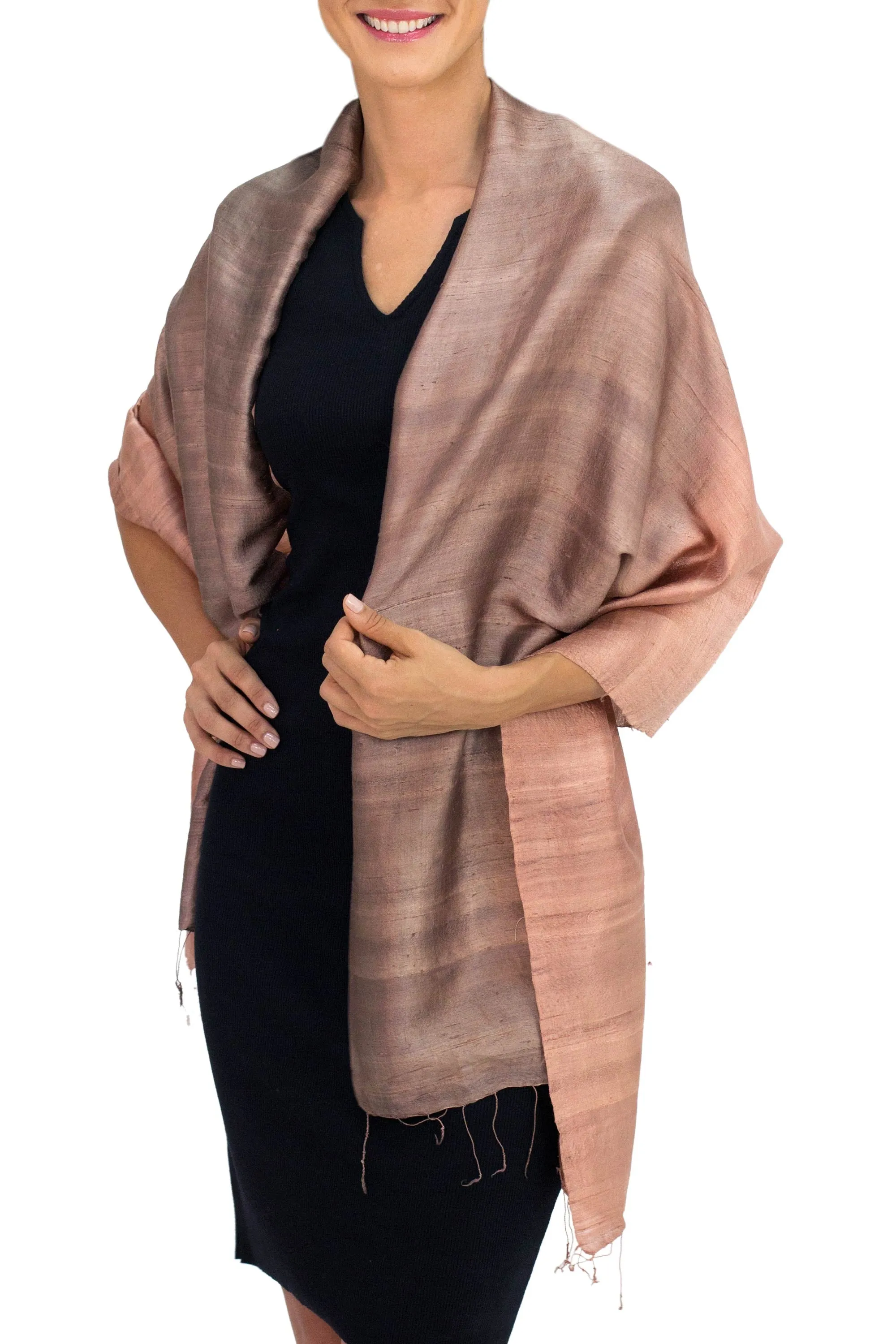 Cinnamon Brown Silk Shawl from Thailand