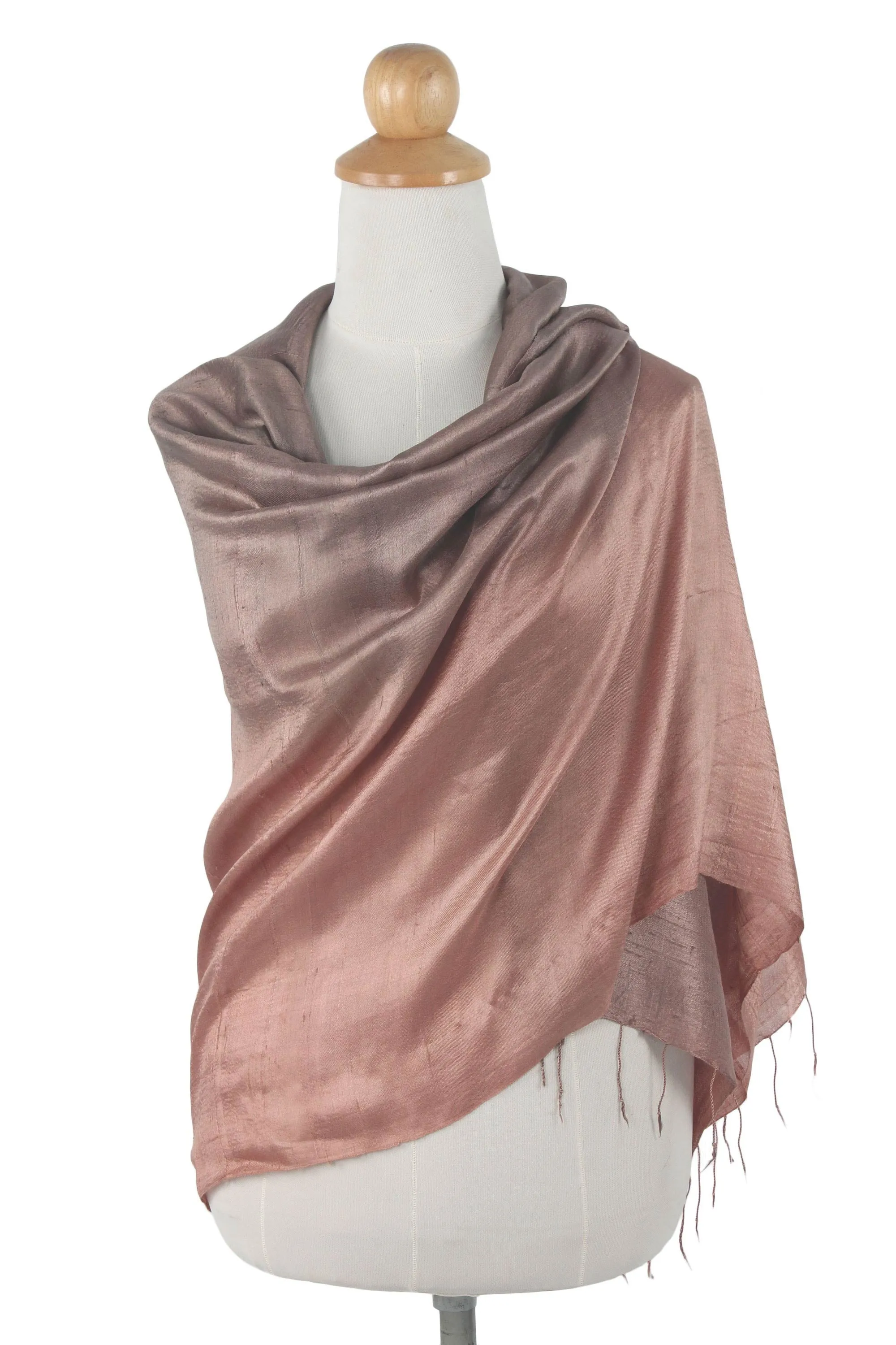 Cinnamon Brown Silk Shawl from Thailand