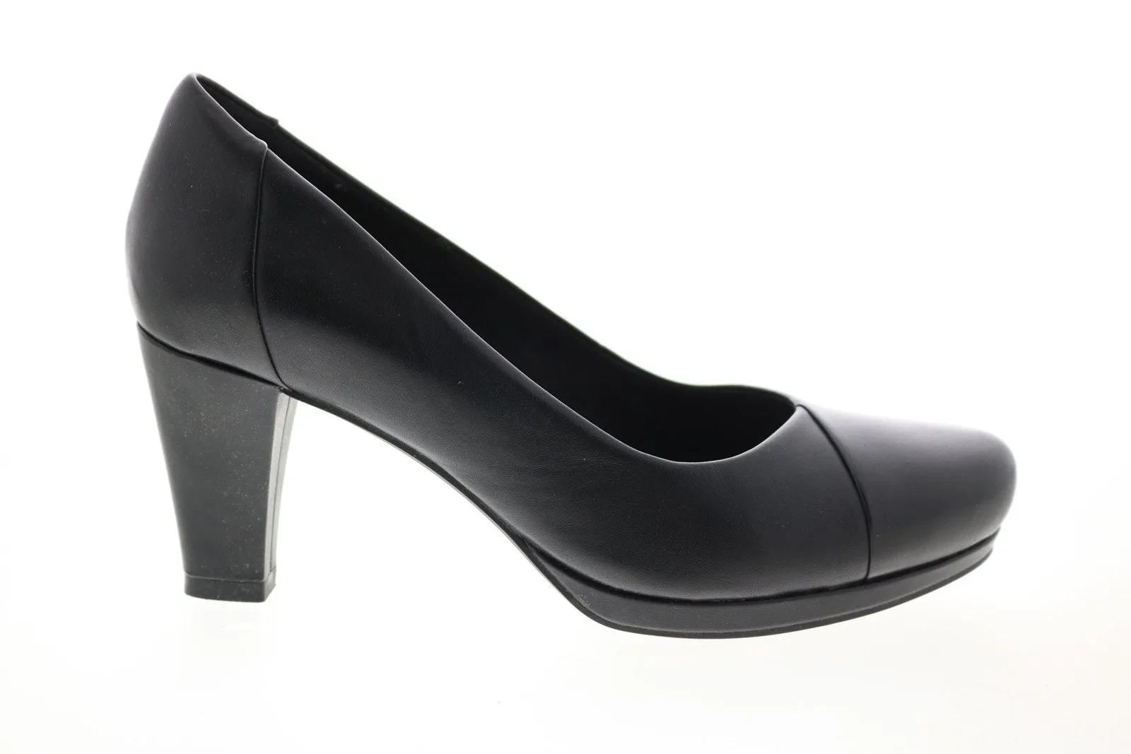 Clarks Black Leather Slip On Pumps Heels Shoes