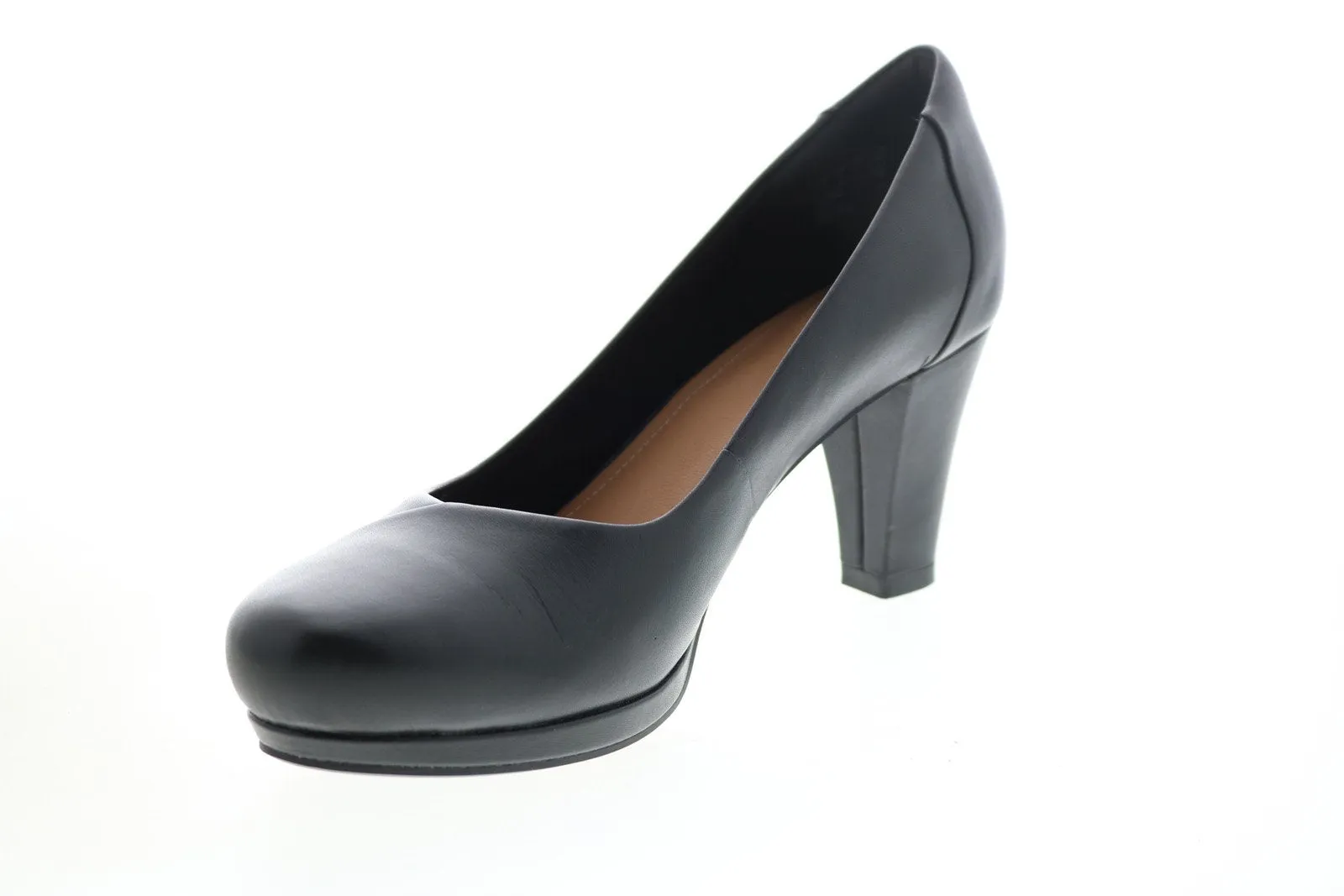 Clarks Black Leather Slip On Pumps Heels Shoes